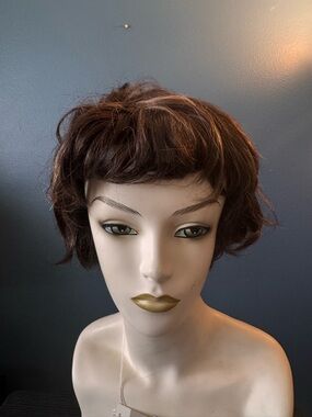 Revlon Short Chocolate Brown Synthetic Wig with Subtle Highlights